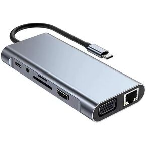 xingbaichen11-in-1 USB C Hub & Adapter - 4K, Type C PD, USB 3.0, RJ45 Ethernet, SD/TF Card Reader, 3.5mm AUX - Versatile Docking Station for MacBook Pro/Air & Other Type C Laptops (11in1) in Kuwait