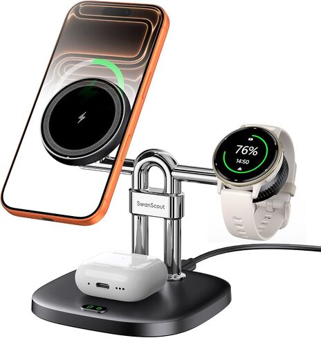 Charger for Garmin Watch, 3 in 1 Magnetic Charger Stand for iPhone in Kuwait