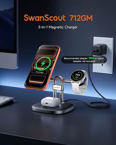 Charger for Garmin Watch, 3 in 1 Magnetic Charger Stand for iPhone in Kuwait