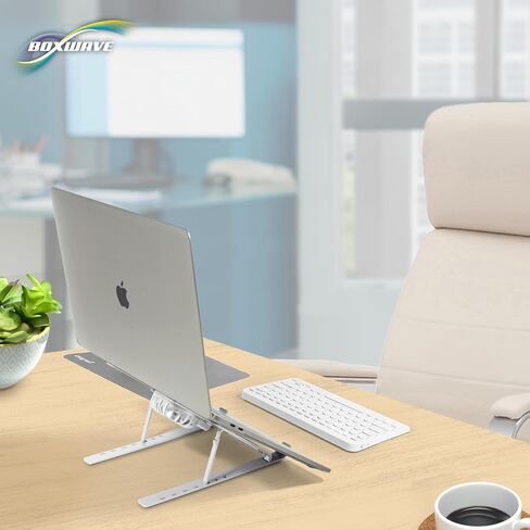 BoxWave Stand and Mount Compatible with Dell Latitude 7420 2-in-1 - QuickSwitch Stand with Cooling Fan, Portable, Multi Angle Viewing Ventilator - Metallic Silver in Kuwait