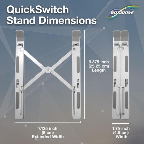 BoxWave Stand and Mount Compatible with Dell Latitude 7420 2-in-1 - QuickSwitch Stand with Cooling Fan, Portable, Multi Angle Viewing Ventilator - Metallic Silver in Kuwait