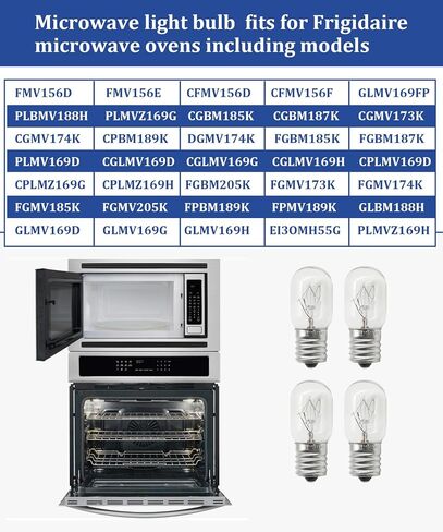 4Pcs 5304440031 Microwave Light Bulb Fits for Frigidaire Microwave Ovens E17 T7 25W 110-130V LED Appliance Bulb Replace 3B70067E in Saudi Arabia