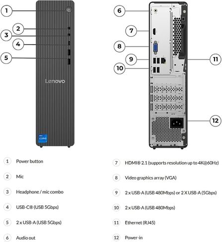 Lenovo IdeaCentre Liter Tower Desktop Computer • Intel Core i5-12500 Processor • 16GB DDR5 • 512GB SSD • Office 365 for The Web • HDMI + VGA, Wi-Fi 6 • Wired Keyboard & Mouse • Windows 11 in Kuwait