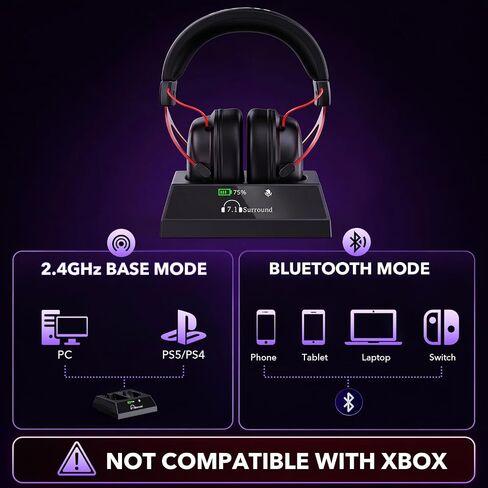سماعة الألعاب اللاسلكية 1Mii Aurisonic GX + محطة قاعدة للكمبيوتر الشخصي وPS5 وPS4 in Kuwait