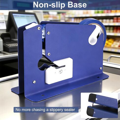 Steel Tape Bag Sealer with 6 Rolls of Tape, Manual Bag Taper Machine with Built-in Trimmer, Metal Taper Dispenser for Ground Meat Packaging System, Supermarket and Bakery in Saudi Arabia