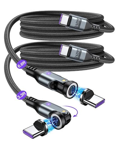 A.S Gen3 USB C Magnetic Charging Cable 240W (2Pack, 3.3ft/6ft), 9Pin Type C to Type C Magnet Charger Cable/360&180 Rotation Magnetic Phone Charger Data Cable for Phone 15/Samsung/M-Book/Pad Series in Saudi Arabia