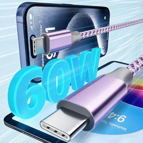 KYEHD USB C Cable，3 Pack 10FT 60W Fast Charging USB C to USB C Cable, Durable Type C Charger Cable for iPhone 17/16/15/iPad MacBook CarPlay and More in Saudi Arabia