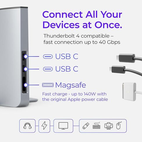 Dock for 15" Apple MacBook Air - Docking Station - Connect Dual Displays with Two Thunderbolt 4 USB-C Ports - Mac Docking Station Hub - Supports MacBook Air 15" (M2,M3,M4,M5 2023-2026) in Saudi Arabia