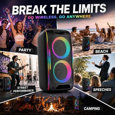 180W Peak Party Speaker Dual 6.5" Subwoofer, Powerful Sound/lightshow in Saudi Arabia