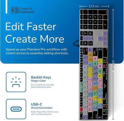 KB Covers Adobe Premiere Pro Backlit Aluminum Keyboard - macOS - US in Kuwait