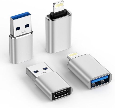 2 حزمة لايتنينج ذكر إلى USB أنثى محول OTG و 2 حزمة USB إلى USBC محول in Kuwait
