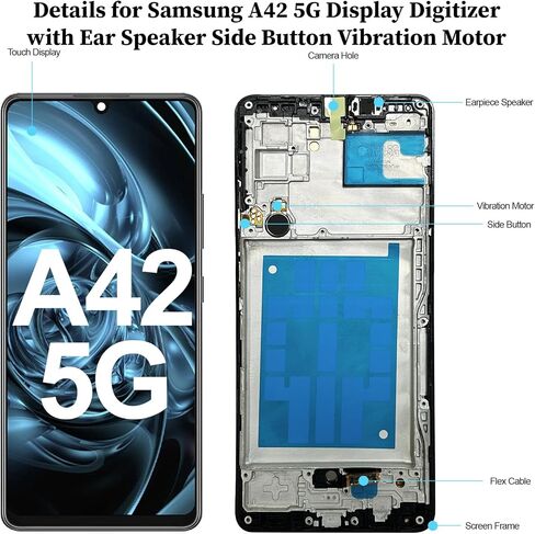 for Samsung A42 5G Screen with Earpiece Speaker Side Button Vibration Motor in Saudi Arabia