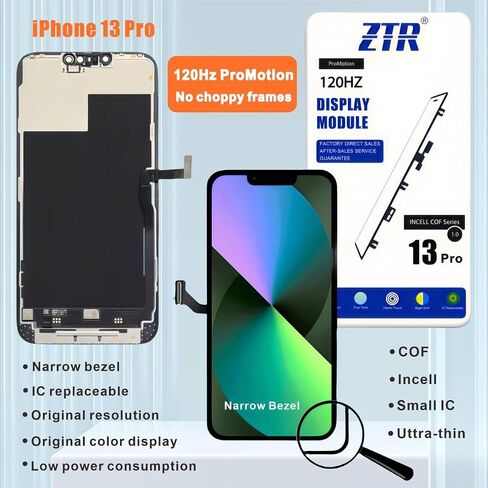 ZTR for iPhone 13 Pro Screen Replacement, 6.1'' LCD COF Display and Touch Digitizer Full Assembly with Repair Tool Kits, 120Hz Promotion, Screen Protector (for A2483, A2636, A2639, A2640, A2638) in Kuwait