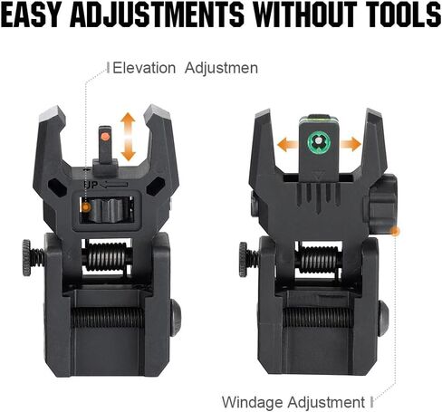 ohhunt Fiber Optic Sights Foldable Flip Up Sights Back up Sight Polymer Fiber A15 (Black 3) in Kuwait