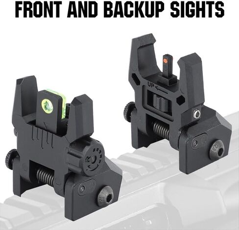 ohhunt Fiber Optic Sights Foldable Flip Up Sights Back up Sight Polymer Fiber A15 (Black 3) in Kuwait