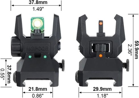 ohhunt Fiber Optic Sights Foldable Flip Up Sights Back up Sight Polymer Fiber A15 (Black 3) in Kuwait