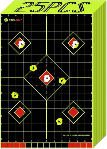 Atflbox 12x18 inch Sight in Splatter Paper Target and Adhesive Target Sticker, Two-Color Bright Fluorescent Yellow and White, Easily seen on Impact for Indoor and Outdoor Shooting Range in Saudi Arabia