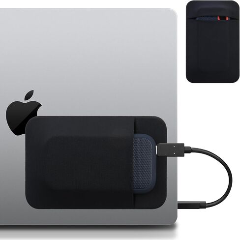 Adhesive Portable Hard Drive Sleeve for Laptop, Compatible with External Portable SSD Solid State Drive, Cable and More, Stick on External Hard Drive Case- Wrap-Around Hard Drive Pouch, Black in Saudi Arabia