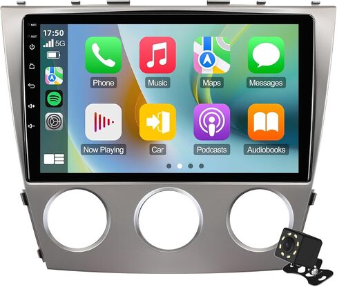 (Manual A/C) Double Din Linux Car Stereo for Toyota Camry 2006-2011 with 10.1 Inch Touchscreen Radio Built-in Wireless Carplay/Android Auto/Bluetooth/FM/AUX-in/Steering Wheel Controls/Backup Camera in Kuwait