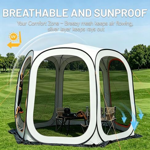 10 x 10 FT Pop Up Screen House Tent with Mosquito Netting, Beige in Saudi Arabia