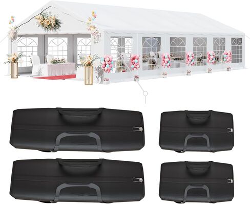 Greesum 20X40 Outdoor Canopy Tent, Patio Camping Heavy Duty Gazebo Shelter for Party Wedding BBQ Events with Side Removable Walls, Waterproof Shelter, White in Kuwait