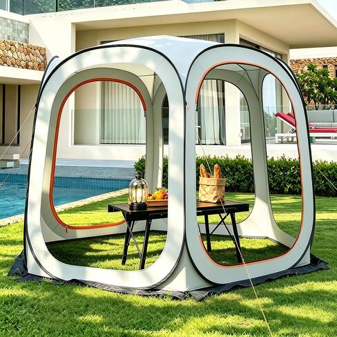 10 x 10 FT Pop Up Screen House Tent with Mosquito Netting, Beige in Saudi Arabia