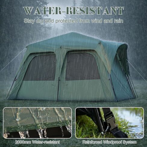 Castle Unicorn Instant 6-8 Person Camping Tent with Porch, Large Family Cabin Tent with 2 Rooms, Tall & Spacious 60s Easy Setup, Waterproof Glamping Tent, Big Tents for Outdoor Camping Hiking Backyard in Kuwait