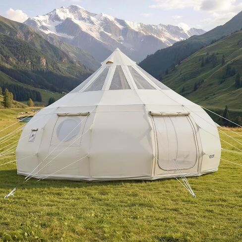 VEVOR Canvas Bell Tent, 4 Seasons Yurt Tent for Camping with Stove Jack, Waterproof Breathable with Zipped Detachable Floor, Family Camping Glamping Outdoor Hunting Party in Kuwait