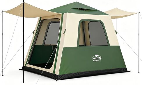 Inflatable Tents for Camping, Blow Up Tent House, Easy Setup Air Tent with Awning, Waterproof Glamping Tents for Camping Adult 4 Person (Green) in Kuwait