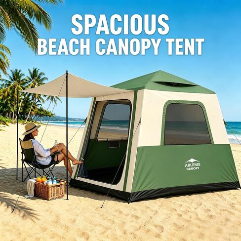 Inflatable Tents for Camping, Blow Up Tent House, Easy Setup Air Tent with Awning, Waterproof Glamping Tents for Camping Adult 4 Person (Green) in Kuwait
