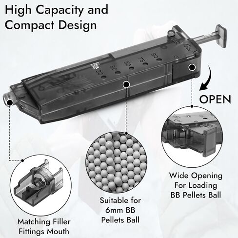 100-Rounds Airsoft Speed Loader for 6mm BBS Magazines with Adapter – Black in Saudi Arabia