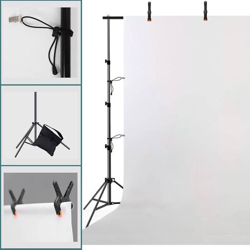 Photo Backdrop Stand Kit, 9x10ft Adjustable Background Stand Support Kit with Carry Bag & Sandbag for Photography, Parties, Wedding, Events Decoration in Kuwait