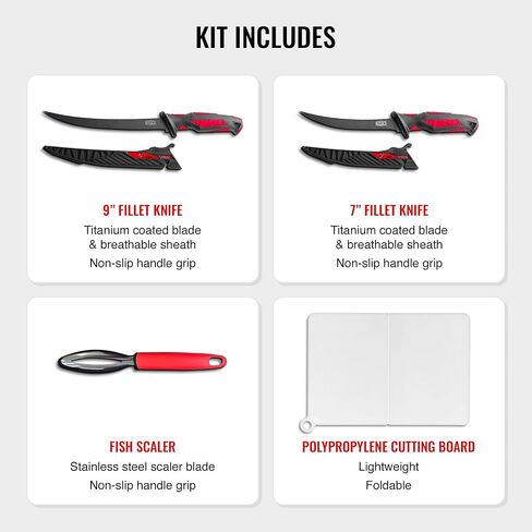 EGO Tidewater Fillet Tool Kit – Complete Fish Cleaning & Processing Set with Dual Fillet Knives, Scaler, Cutting Board, Scissors, Sharpener & Gloves – Freshwater & Saltwater Fishing in Saudi Arabia