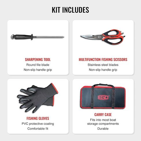 EGO Tidewater Fillet Tool Kit – Complete Fish Cleaning & Processing Set with Dual Fillet Knives, Scaler, Cutting Board, Scissors, Sharpener & Gloves – Freshwater & Saltwater Fishing in Saudi Arabia