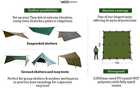 DD Hammocks - DD Tarp 4x4 - Coyote Brown: 13ft x 13ft in Kuwait