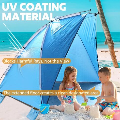 Chihee Beach Tent for 1/2/3 Person, Portable Camping Sun Shelter with Extended Floor, UV Protection Silver Coated Canopy, Privacy Changing Option, Wind Resistant with Sandbags, Lightweight Beach Shade in Kuwait