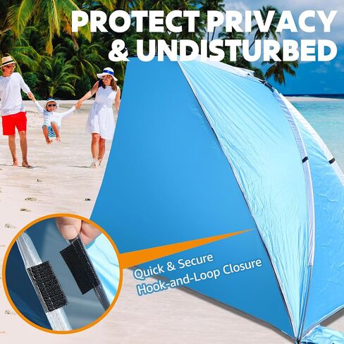 Chihee Beach Tent for 1/2/3 Person, Portable Camping Sun Shelter with Extended Floor, UV Protection Silver Coated Canopy, Privacy Changing Option, Wind Resistant with Sandbags, Lightweight Beach Shade in Kuwait
