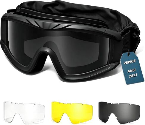Airsoft Tactical Goggles Anti-fog Military Glasses with 3Interchangable Lens, Safety-Goggles for Shooting Hunting in Saudi Arabia