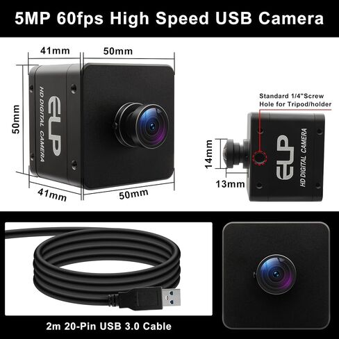 5MP Global Shutter USB Camera, High Speed 60fps Webcam for Laptop in Kuwait