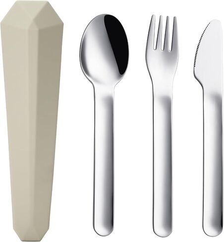 DEVICO Utensils for Lunch Box, 4Pcs Travel Silverware Set with Case, Khaki in Saudi Arabia