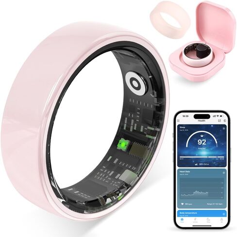 Smart Ring for Women, Health Tracker & 5ATM, COLMI R02. (Pink Ceramic, 8#) in Saudi Arabia