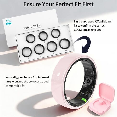 Smart Ring for Women, Health Tracker & 5ATM, COLMI R02. (Pink Ceramic, 8#) in Saudi Arabia