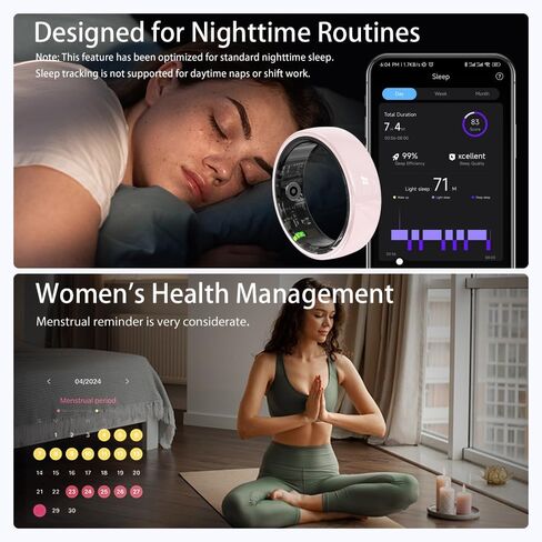 Smart Ring for Women, Health Tracker & 5ATM, COLMI R02. (Pink Ceramic, 8#) in Saudi Arabia