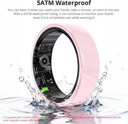 Smart Ring for Women, Health Tracker & 5ATM, COLMI R02. (Pink Ceramic, 8#) in Saudi Arabia