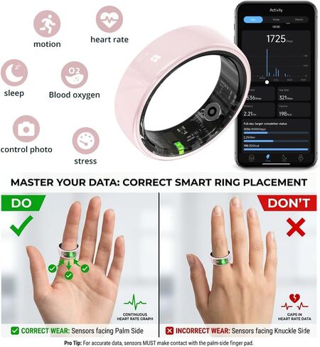 Smart Ring for Women, Health Tracker & 5ATM, COLMI R02. (Pink Ceramic, 8#) in Saudi Arabia