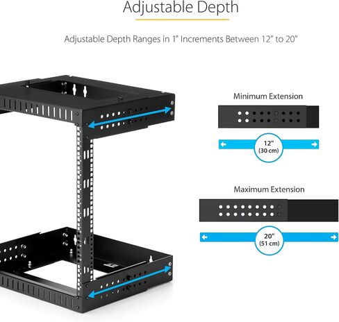StarTech.com 2-Post 12U Heavy-Duty Wall Mount Network Rack, 19" Open Frame Server Rack & Pyle 2-Pc 1U Server Rack Shelf, Vented Shelves for Good Air Circulation, Cantilever Mount in Kuwait