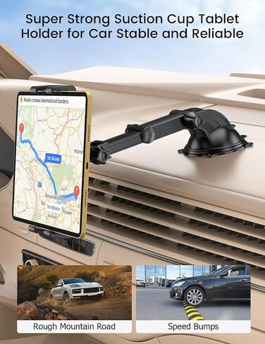 OHLPRO Tablet Holder for Car Dashboard Windshield, Long Arm iPad Holder for Car with 80mm Suction Cup, Tablet Mount for Truck SUV Semi, Fits 4.7-13" iPad Pro Air Mini Galaxy, Road Trip Essentials in Kuwait