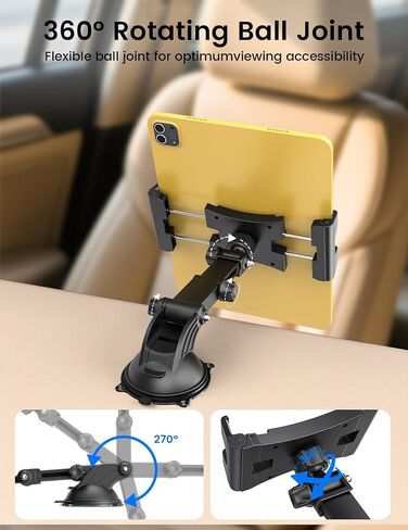 OHLPRO Tablet Holder for Car Dashboard Windshield, Long Arm iPad Holder for Car with 80mm Suction Cup, Tablet Mount for Truck SUV Semi, Fits 4.7-13" iPad Pro Air Mini Galaxy, Road Trip Essentials in Kuwait
