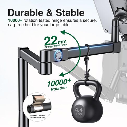 elitehood Long Arm iPad Desk Mount with Grommet Mounting Base, Heavy Duty Aluminum Tablet Holder for Desk, Swivel Arm Mount for iPad Pro 13/12.9 Air Mini, iPhone and 4.7-13in Tablets in Saudi Arabia
