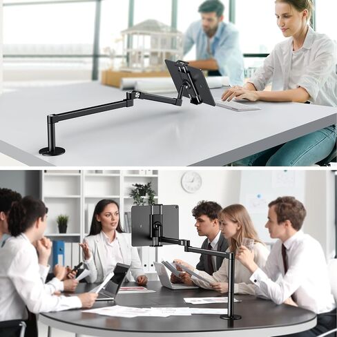 elitehood Long Arm iPad Desk Mount with Grommet Mounting Base, Heavy Duty Aluminum Tablet Holder for Desk, Swivel Arm Mount for iPad Pro 13/12.9 Air Mini, iPhone and 4.7-13in Tablets in Saudi Arabia